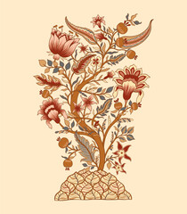 Wall Mural - Mughal tree decorative ornamental floral. Vintage intricate traditional mughal style with flowers and foliage.