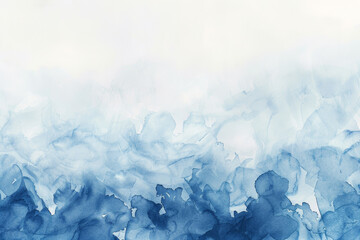 Wall Mural - The image is a blue and white watercolor painting of a wave