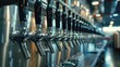 © Fotograf - Row of beer taps on a metal shelf