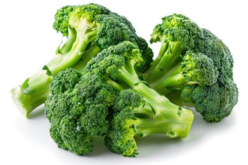 Wall Mural - A pile of fresh broccoli on a white surface