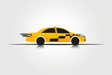 Sticker - A single yellow taxi cab standing on a white background