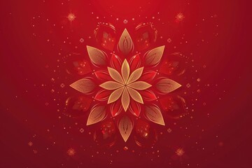 Poster - A single red and gold flower sits on a bright red background, making for a bold and eye-catching image