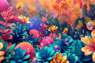 Sticker - A colorful, vibrant, and lively scene of flowers