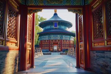 Wall Mural - A view of a building's interior through an open doorway, suitable for use in real estate or architecture contexts