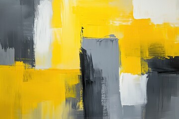 Poster - Abstract yellow and gray watercolor strokes