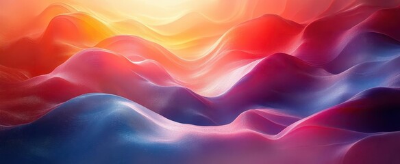 Wall Mural - abstract 3d composition with flowing geometric shapes in vibrant gradient colors dynamic interplay of light and shadow creating a sense of depth and movement in a futuristic digital landscape