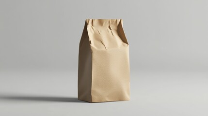 A lifelike, brown paper bag for coffee, food, or other items, created using 3D modeling.