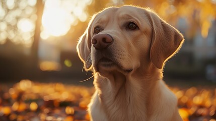 Poster - Golden Retriever Dog Portrait in Autumn