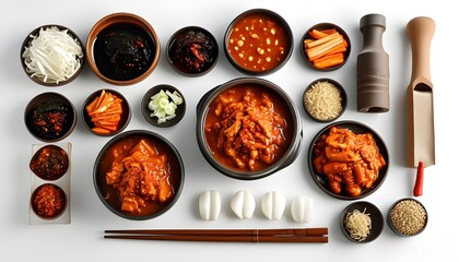 Wall Mural - Culinary Artistry: The Essence of Traditional Korean Doenjang on a Crisp White Canvas