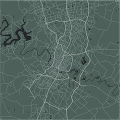 Map of Austin in Texas in a smooth dark style. Contains layered vector with roads water, parks, etc.