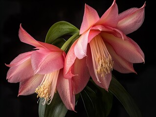 Canvas Print - Pink Flowers Close Up: Delicate Petals and Vibrant Hues