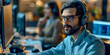 © growth - Focused Customer Support Representative Wearing Headphones: Demonstrating Professionalism and Dedication in Providing Exceptional Service and Support