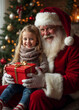 © AthenaGrafix - Santa Claus giving a gift to a happy kid in Christmas new year