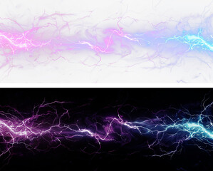 Vibrant electric blue lightning effects beautifully striking against a dark backdrop, creating dynamic visuals