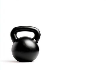 Black kettlebell on a white isolated background.