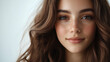 © LastSong - Brown hair girl with long shiny hair on a white background, shampoo advertising