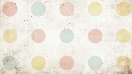 Canvas Print - Classic retro wallpaper with polka dots and faded pastel colors