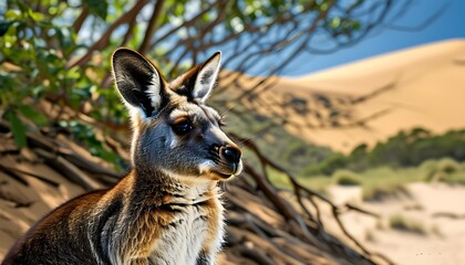 Wall Mural - Kangaroo rat in vibrant summer landscape of Great Sand Dunes National Park