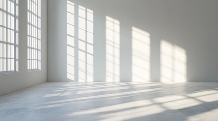 Wall Mural - Window Light Casts Slender Shadows on a White Floor