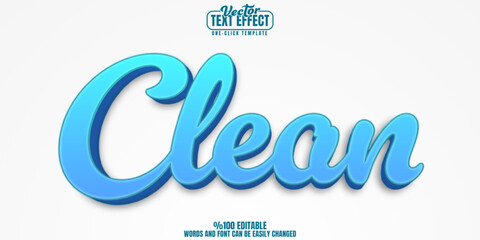 Clean editable text effect, customizable blue and fresh 3d font style