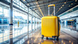 © suwatthana - Yellow suitcase in airport terminal , travel, luggage, journey, vacation, trip, baggage, waiting, transportation