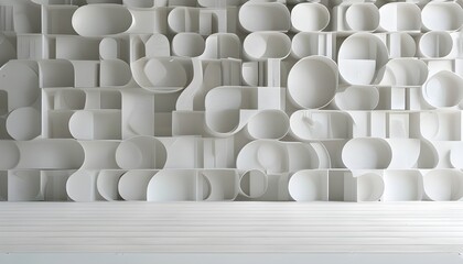 Modern white circular texture cylinder wallpaper pattern for a contemporary space background