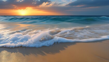 Wall Mural - sandy beach waves texture with summer sea backdrop in an abstract natural setting