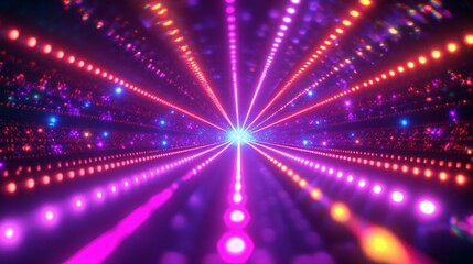 Wall Mural - Abstract Tunnel of Pink, Red, and Blue Lights