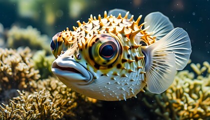 Surprising Display of a Boldly Puffed Pufferfish in Defense