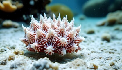 Delicate Prickly Marine Organism Displayed on Pristine White Background