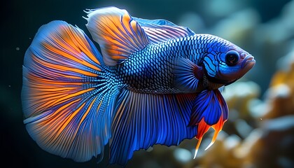 vibrant blue tang fish showcasing brilliant colors and flowing fins in a captivating underwater setting