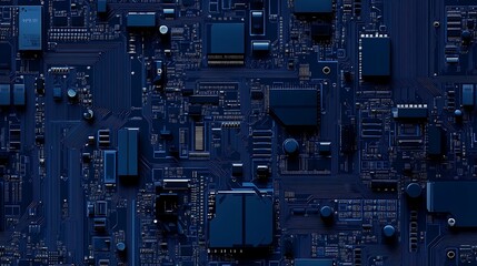 Wall Mural - Abstract Blue Circuit Board Texture Background