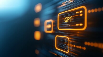 Sticker - A computer screen with a glowing orange GPT symbol