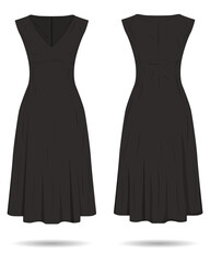 Sticker - Elegant black women's dress mockup front and back view