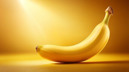 Wall Mural - A banana is sitting on a yellow surface