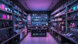 © IMAGINIAC - Modern Retail Store with Shelves of Electronic Devices and Neon Lighting