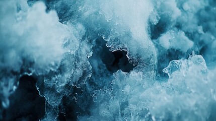 Canvas Print - Close-up of Ice Texture: A Frozen Winter Landscape