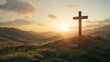 © sutus - A wooden cross standing tall on a hilltop during sunrise, symbolizing hope and renewal in a serene landscape.