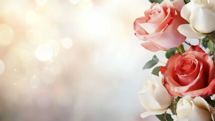 Poster - A bouquet of roses with a white background