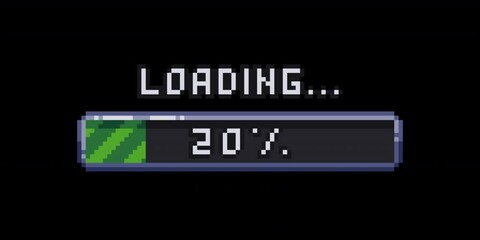 Wall Mural - pixel art loading animation, retro game start, 8 bit, download bar screen. pixelated progress animat