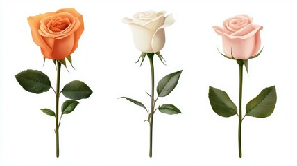 Poster - Three roses are shown in different colors, with one being orange