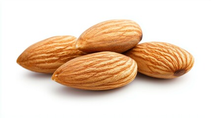 Four almonds are piled on top of each other