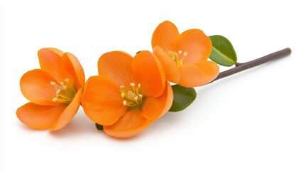 Poster - Three orange flowers are on a white background