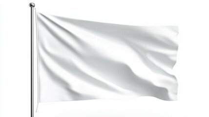 Wall Mural - A white flag is blowing in the wind