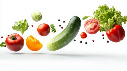 Wall Mural - A bunch of vegetables are flying through the air