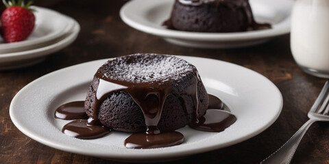 Wall Mural - Decadent Molten Chocolate Cake Dessert