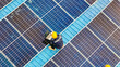 © ultramansk - Worker Technicians are working to construct solar panels system on roof. Installing solar photovoltaic panel system. Men technicians walking on roof structure to check photovoltaic solar modules.