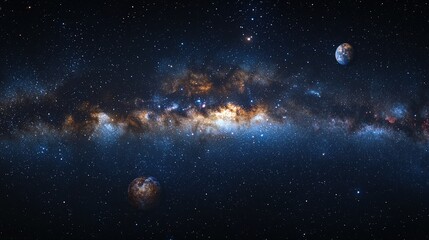 Wall Mural - Milky Way Galaxy with Planets and Stars in Space