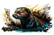 © Chris - Frettchen-Illustration mit dynamischen Farben und grafischen Elementen - Ai-Ki generiert