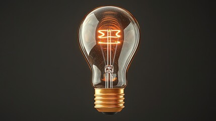 Poster - Glowing Vintage Light Bulb on Black Background